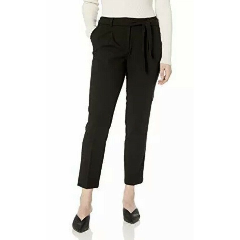 Calvin Klein Women's Straight Pant With TIE Belt (Black, 16) NWT